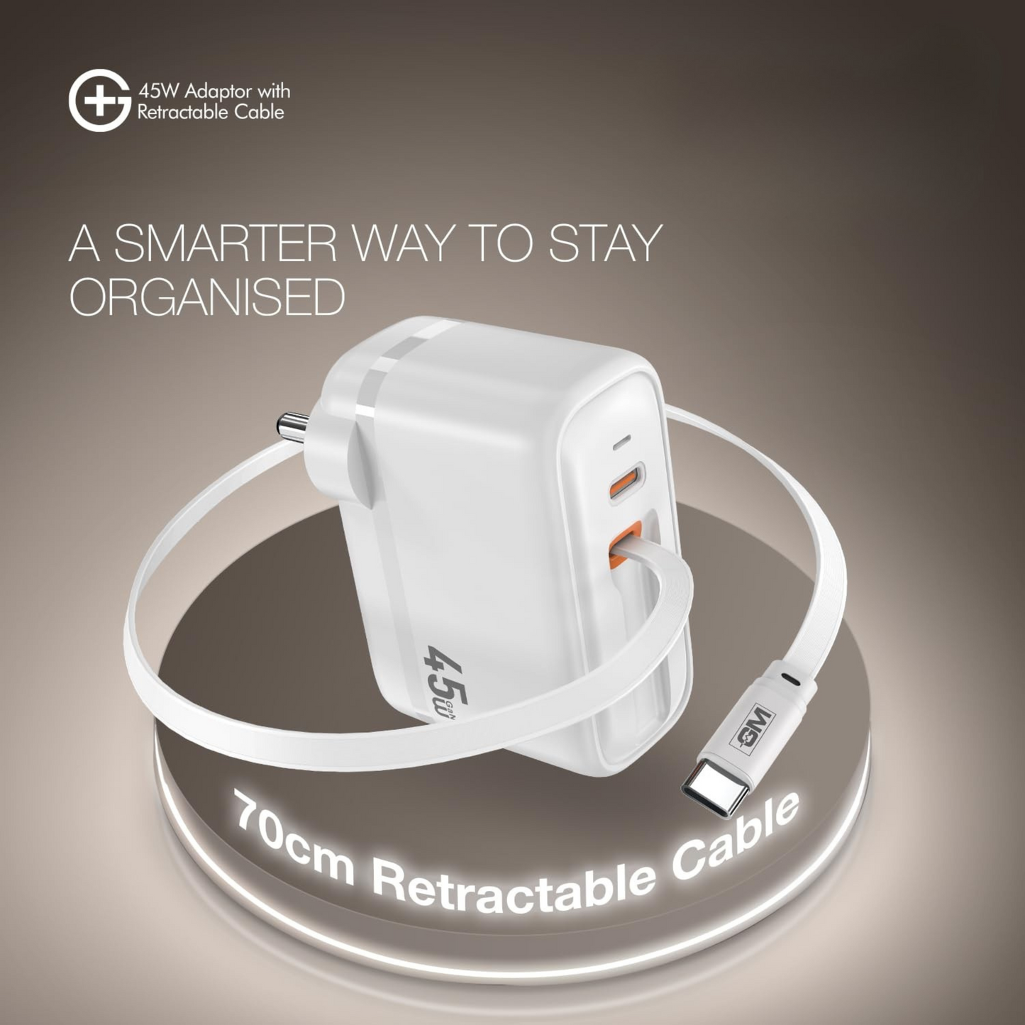 GM G+ 45W Type C All-in-One Travel Adapter (White)