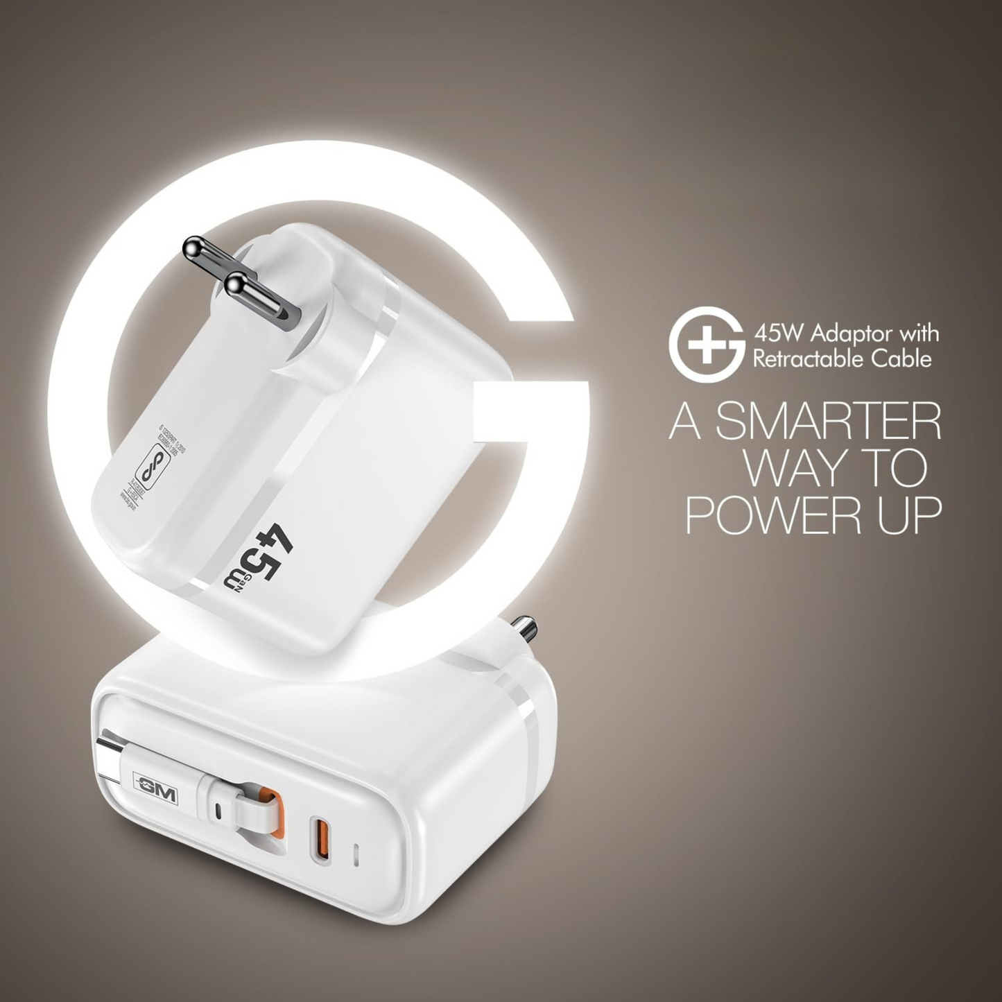 GM G+ 45W Type C All-in-One Travel Adapter (White)