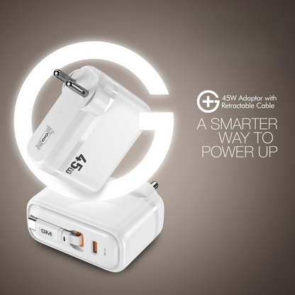 GM G+ 45W Type C All-in-One Travel Adapter (White)